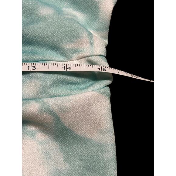 PrettyLittleThing Teal Tie Dye V Neck Tie Waist Rib Jumpsuit Size 12 - Picture 5 of 7